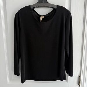 Susan Lawrence Top Shirt Black Boatneck Lightweight Size L